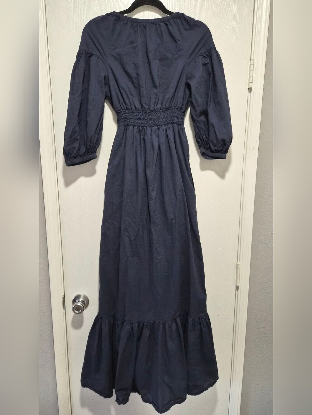 Patrons Of Peace Navy Blue Smocked Waist Maxi Dress Size XS - Picture 8 of 11